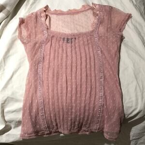 INC blush pink sheer top w/matching cami M worn 1